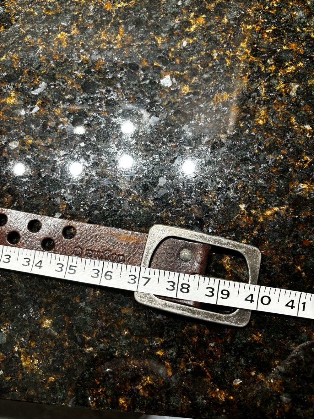 Leather Belt- Hole-Punch Brown - Picture 4 of 4
